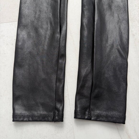 SPANX Black Faux Leather Stretch Leggings Tights XS - Picture 5 of 9